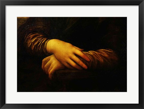 Framed Mona Lisa, detail of her hands Print