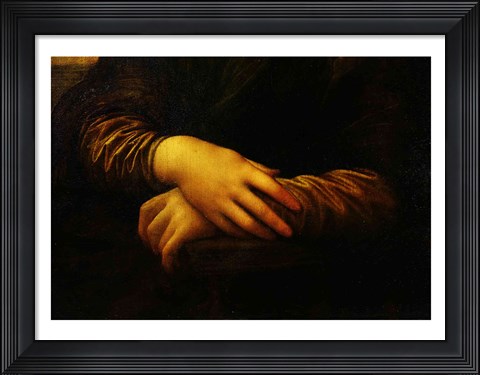 Framed Mona Lisa, detail of her hands Print
