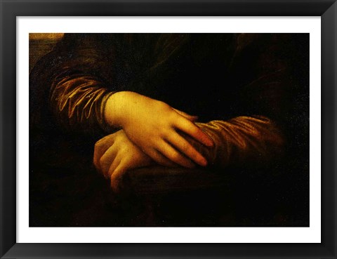 Framed Mona Lisa, detail of her hands Print