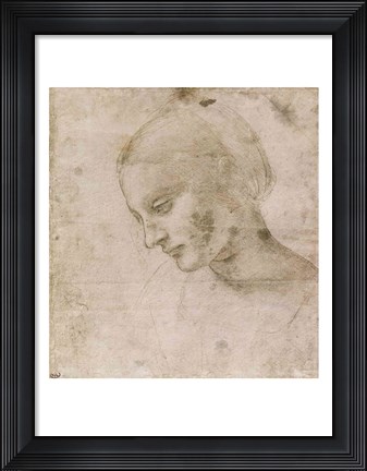 Framed Head of a Young Woman or Head of the Virgin Print