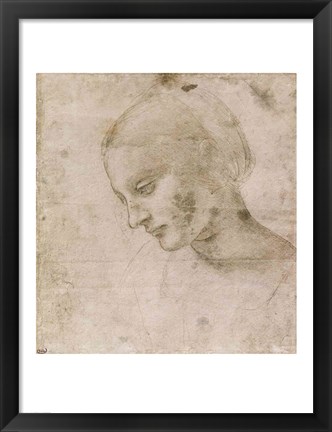 Framed Head of a Young Woman or Head of the Virgin Print