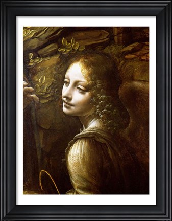 Framed Detail of the Angel, from The Virgin of the Rocks Print