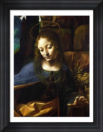 Framed Detail of the Head of the Virgin, from The Virgin of the Rocks Print