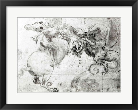 Framed Battle between a Rider and a Dragon, c.1482 Print