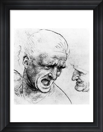 Framed Studies for the heads of two soldiers in &#39;The Battle of Anghiari Print