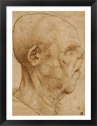 Framed Caricature of the head of an old man, in profile to the right, c.1507 Print
