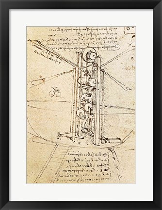 Framed Vertically Standing Bird&#39;s-winged Flying Machine Print