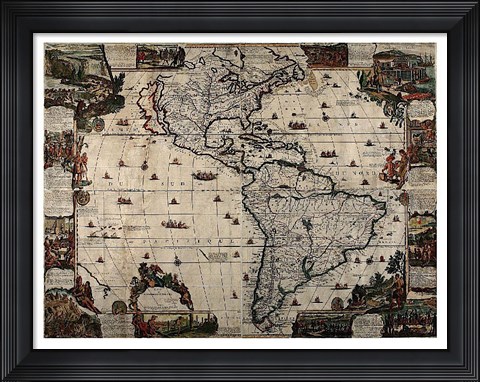 Framed North and South America Print
