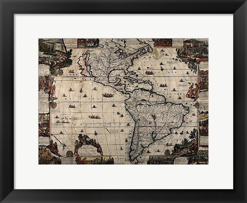 Framed North and South America Print