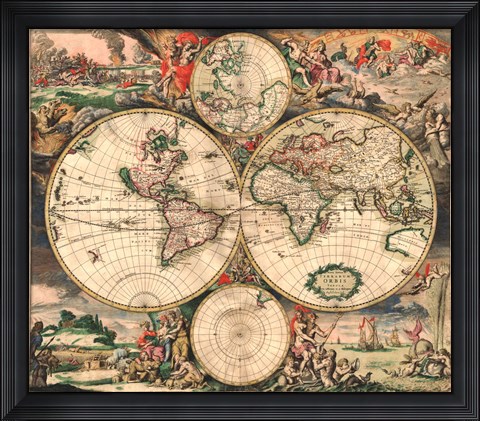 Framed World Map 1689 Print