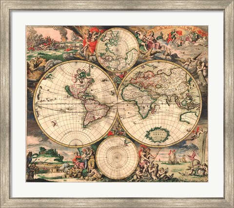 Framed World Map 1689 Print