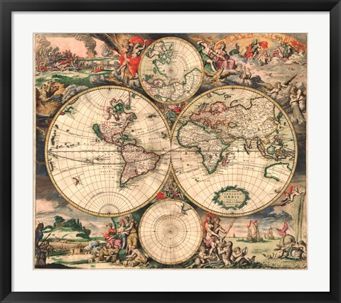 Framed World Map 1689 Print