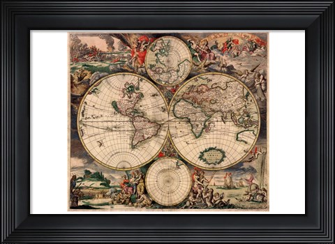 Framed World Map 1689 Print