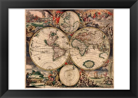 Framed World Map 1689 Print