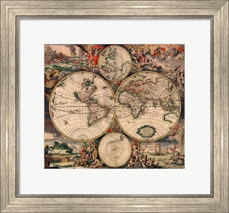 Framed World Map 1689 Print