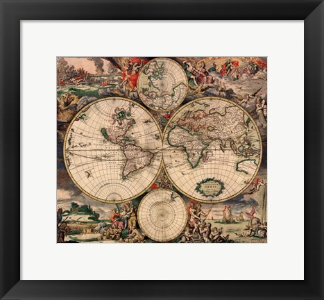 Framed World Map 1689 Print