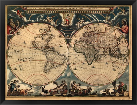 Framed World Map 1664 Print
