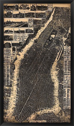 Framed City of New York 1897 Print