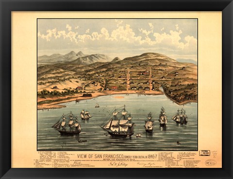 Framed View of San Francisco 1846-7 Print