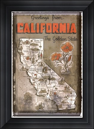 Framed Greetings from California Print