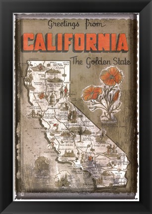 Framed Greetings from California Print