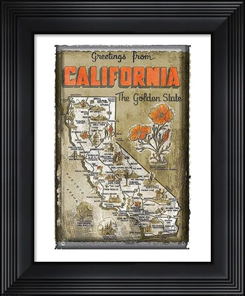 Framed Greetings from California Print