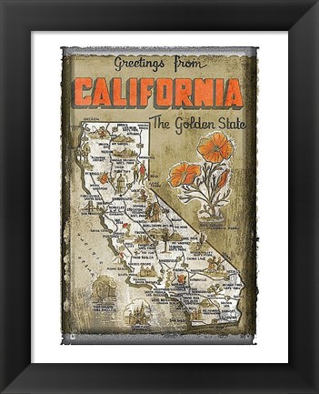 Framed Greetings from California Print