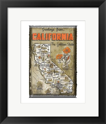 Framed Greetings from California Print