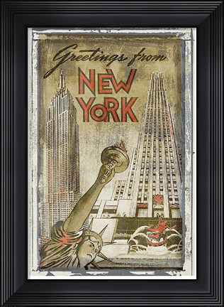 Framed Greetings from New York Print