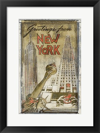 Framed Greetings from New York Print