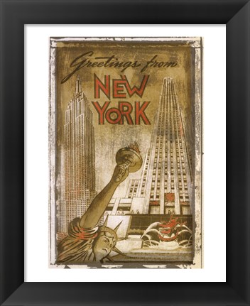 Framed Greetings from New York Print