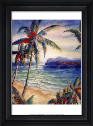 Framed Tropical Breeze I - palm trees Print