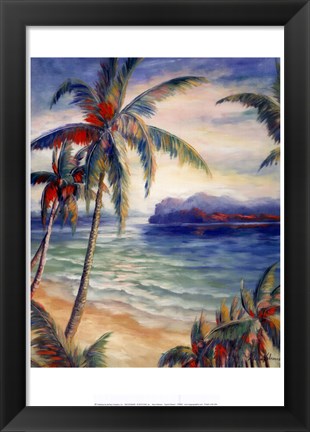 Framed Tropical Breeze I - palm trees Print