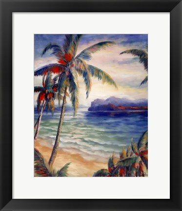 Framed Tropical Breeze I - palm trees Print