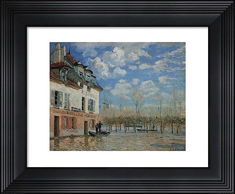 Framed Boat During the Flood at Port Marly, 1876 Print