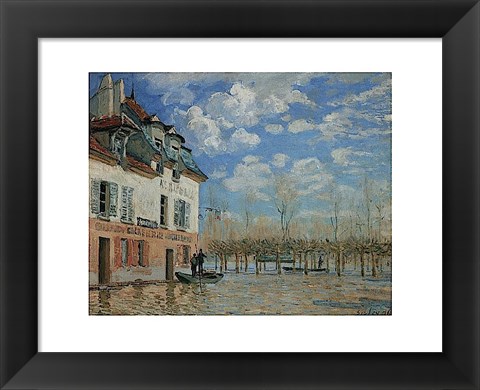 Framed Boat During the Flood at Port Marly, 1876 Print