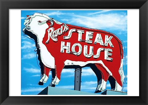 Framed Rod&#39;s Steakhouse Print
