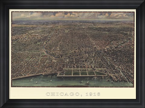 Framed Chicago 1916 Print