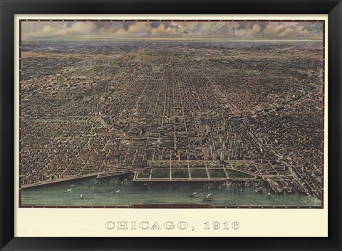 Framed Chicago 1916 Print