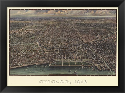 Framed Chicago 1916 Print