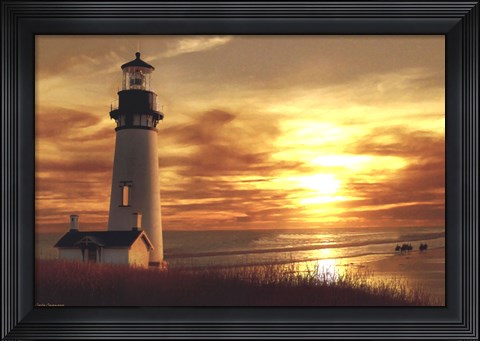 Framed Lighthouse at Sunset Print