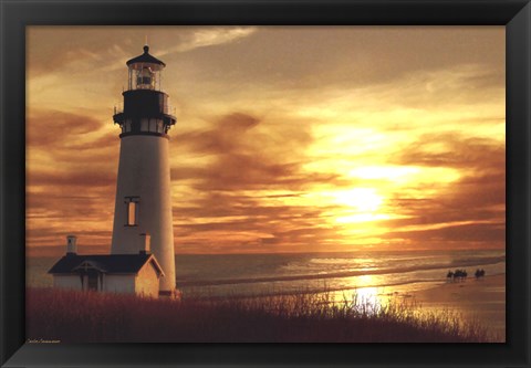 Framed Lighthouse at Sunset Print