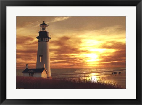 Framed Lighthouse at Sunset Print