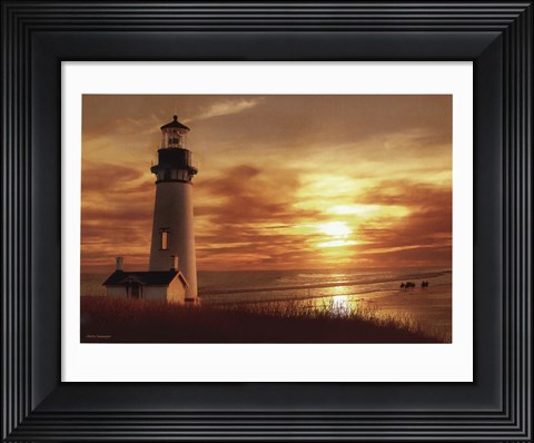 Framed Lighthouse at Sunset Print