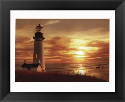 Framed Lighthouse at Sunset Print