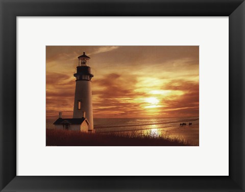 Framed Lighthouse at Sunset Print