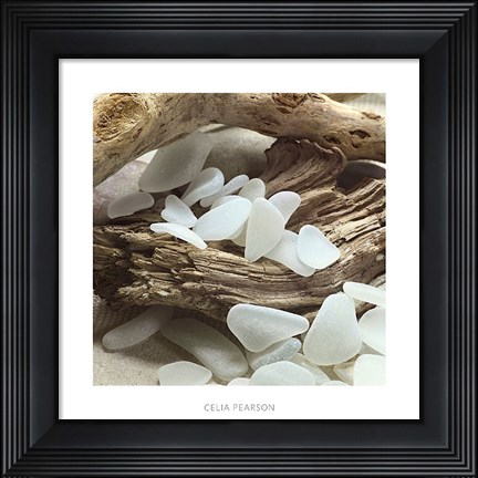 Framed Sea Glass - White Print