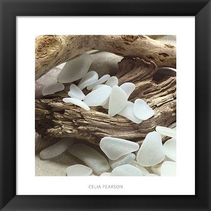 Framed Sea Glass - White Print