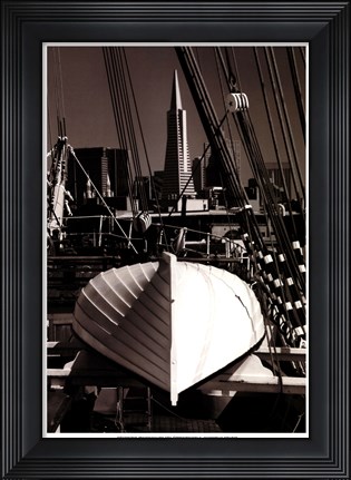 Framed Lifeboat and San Francisco Skyline Print
