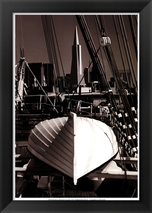 Framed Lifeboat and San Francisco Skyline Print